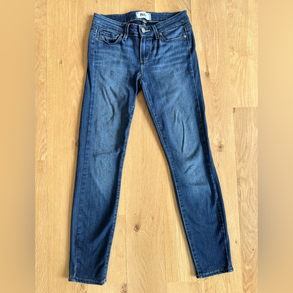 Paige Skinny Jeans Womens 25 Mid Rise Blue Wash Stretch Denim Designer
